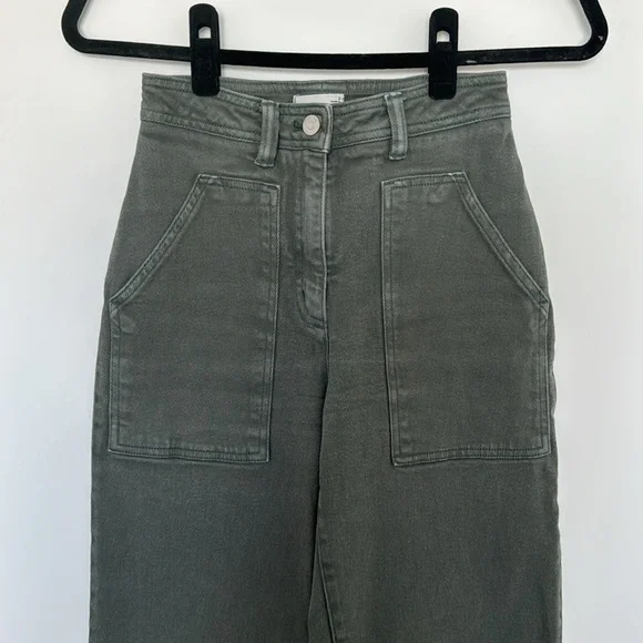 Wilfred Free Artizia Green High Waisted Wide Leg Denim - Size 2 - Picture 2 of 7
